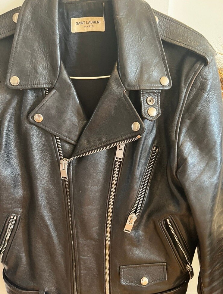 Saint Laurent Paris L17 Leather Jacket Sz. 50 Hedi Slimane Oiled