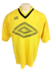 VTG 80s UMBRO OFFICIAL soccer Futbol #5 Yellow Jersey shirt XL USA MADE RARE
