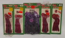 (5) Vintage Tom Mann's Jelly Waggler Worm Fishing Lures Lot of 5 Packs