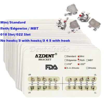 MARKENLOS Dental Orthodontic Metal Brackets Braces Standard Mini Slot.022 018 3/345 Hooks