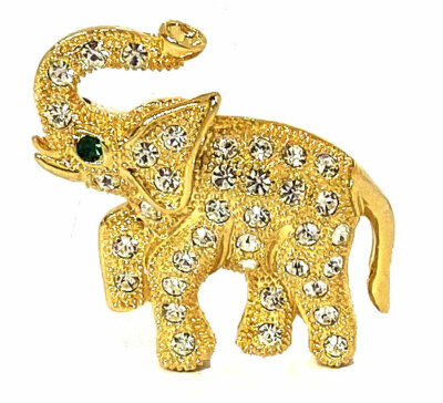 Clear Sparkling Crystals Baby Elephant Pin Brooch (Gd)