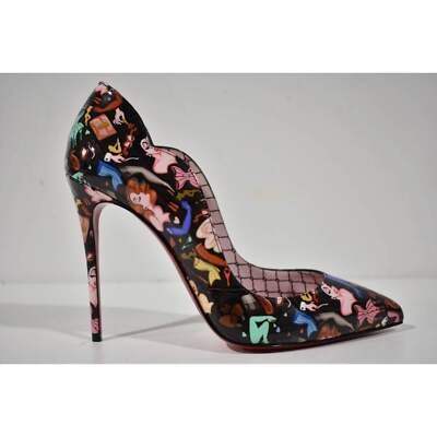 Christian Louboutin Hot Chick 100 Black Patent Leather Bored Red