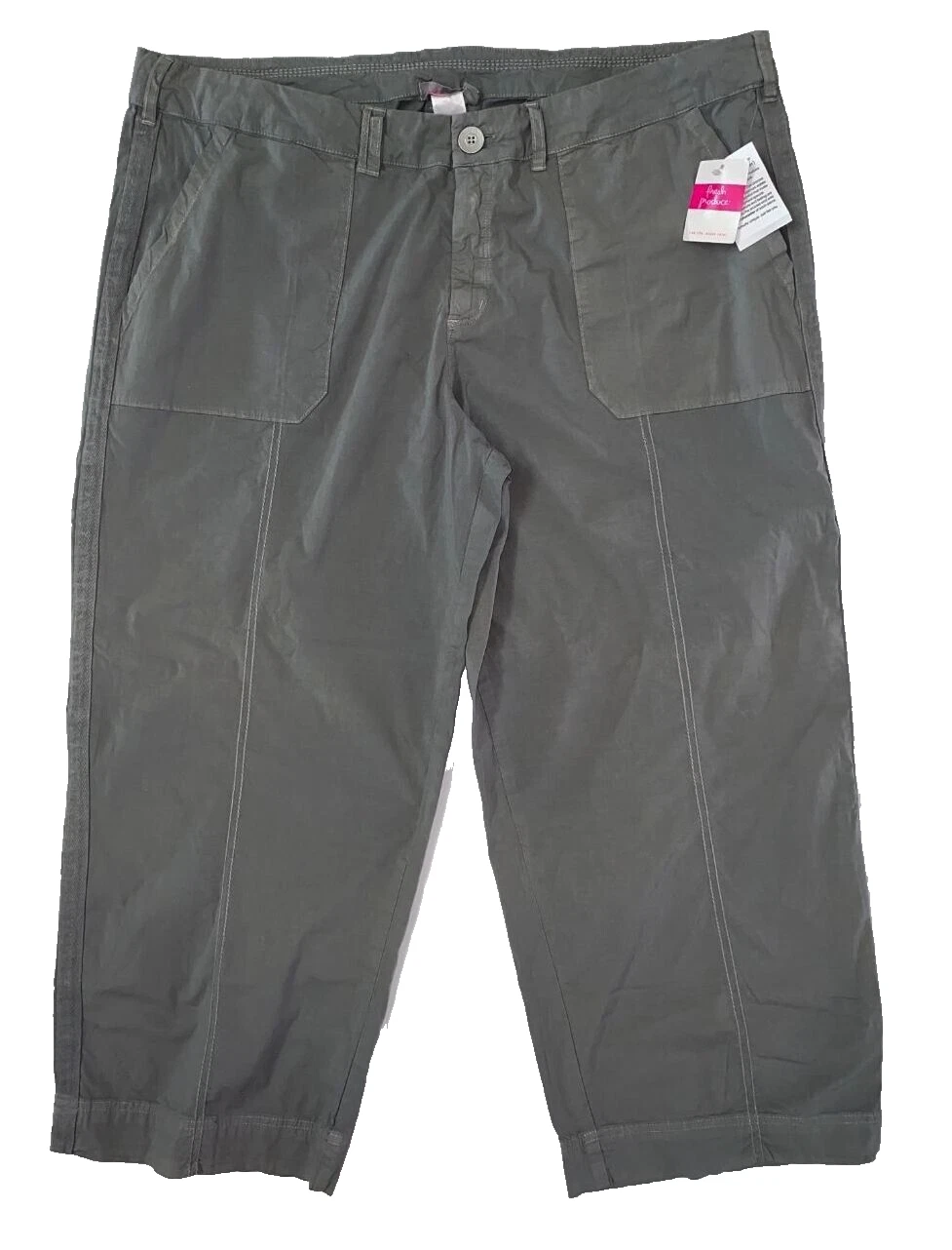 FRESH PRODUCE Small Charcoal Gray Stretch Pocket Cotton SAFARI Capris $79 NWT S