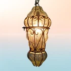 B48LG Large Wrought Iron Vintage Hanging Clear Glass Mouth-blown Lantern/Lamp