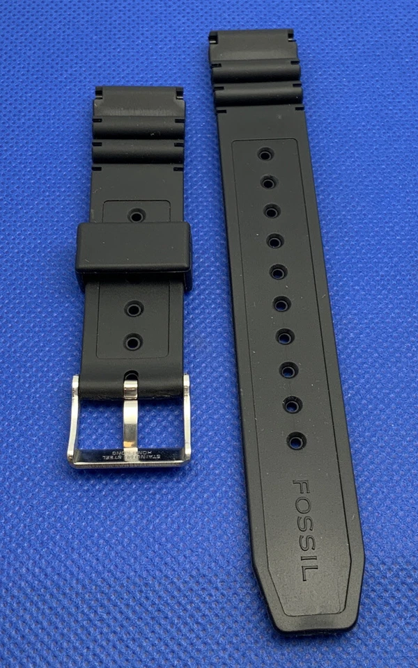 Correa negra para hombre estilo buzo de goma fósil hebilla negra 18 mm # 112 NOS PS Foto 2 de 4