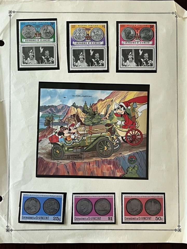 1977 1982 1989 GRENADINES OF ST. VINCENT MINT STAMPS ON ALBUM PAGE, HIGH DENOMS - Image 3 of 4