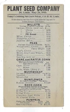 1910 UX21 Postal Card, St Louis MO, Advertising, Plant Seed Company, Peas, Corn