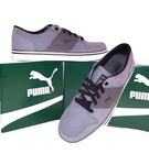 Puma Gray Leather Sneakers New Big Boys 6 El Ace Casual Black Lace Up Dress Shoe