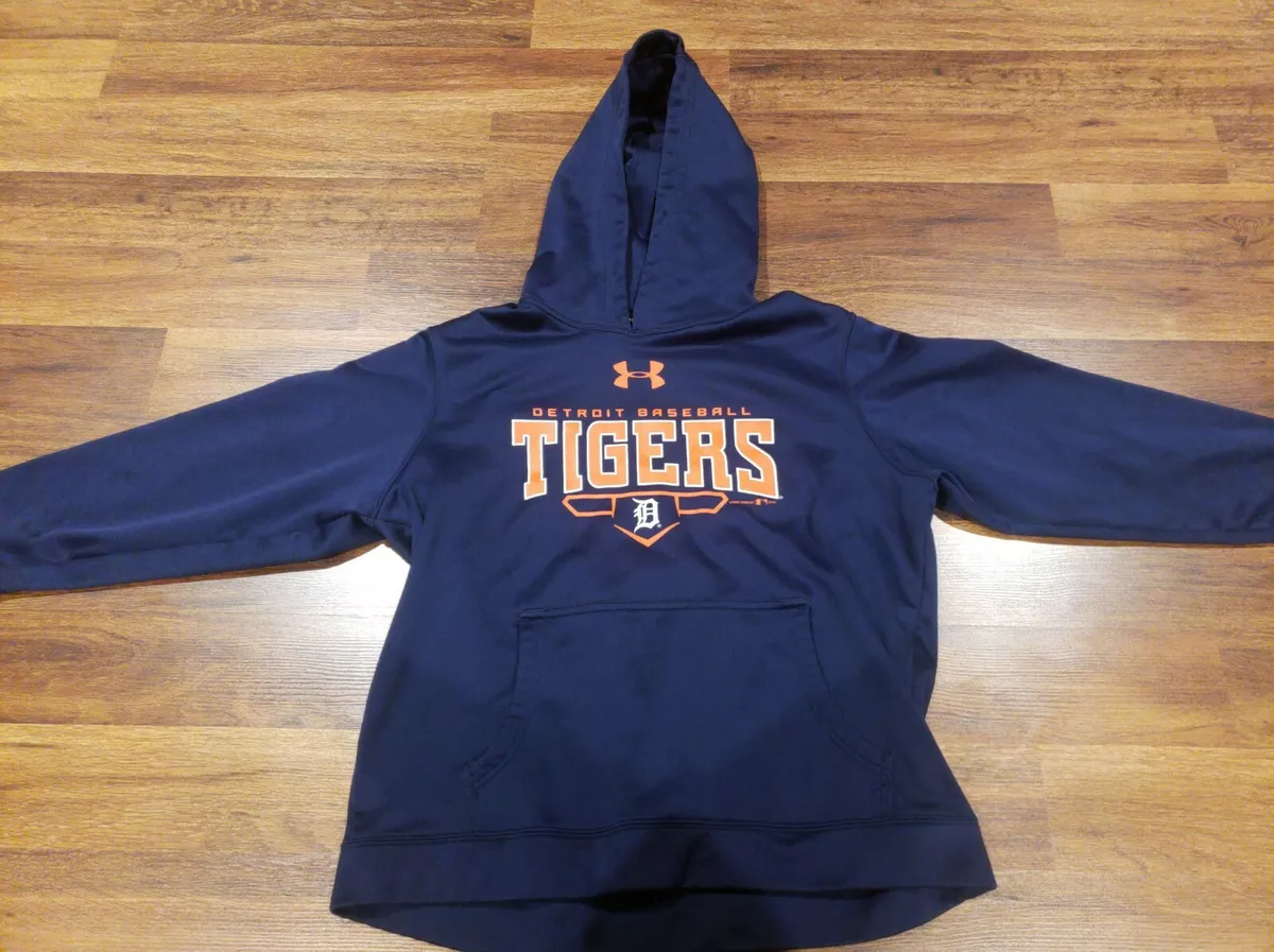 Under Armour MLB Detroit Tigers Blue Hoodie Pullover Boys Size Large