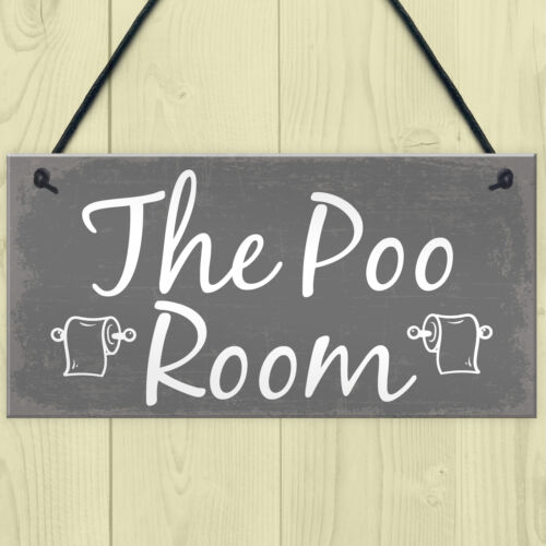 The Poo Room Shabby Chic Bathroom Toilet Loo Plaque Funny Novelty Door Sign - Picture 2 of 9