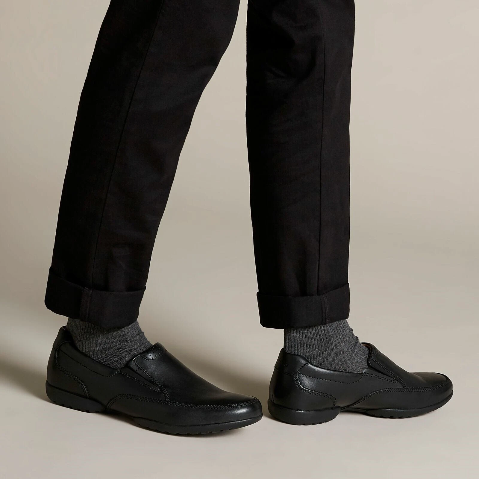 Scarpe casual da uomo Clarks Recline Free in pelle nera taglia UK 8 1 2 H