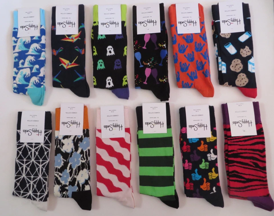 Paquete de 1 calcetín Happy Socks clásico para hombre, zapato talla 10 - 13 algodón suave Foto 4 de 4