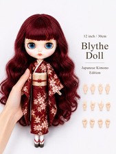 Blythe ICY Doll 12   Red wavy Hair matte face nude Jointed Doll with Hands