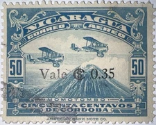 Travelstamps: Nicaragua Stamps Sc #C107, OP, Stamps .35 on .50c Airmail  Used Og