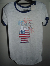 PEANUTS SNOOPY Womens T-Shirt 4th of July Ame...