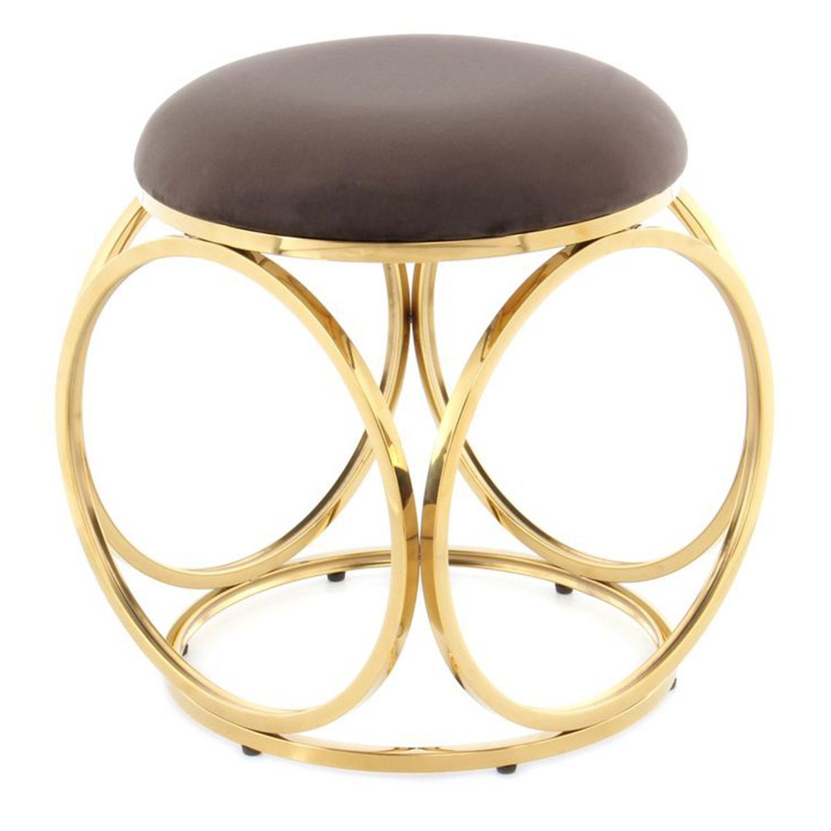 Tabouret design Whitney taupe avec finitions or de style luxe