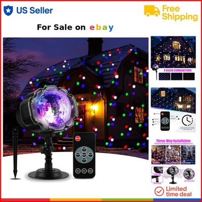 Christmas Snowfall Projector Colored Snow Spots Holiday Light with Remote