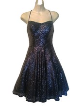 Sherri Hill Sequin Mini Dress Navy Blue Size:0