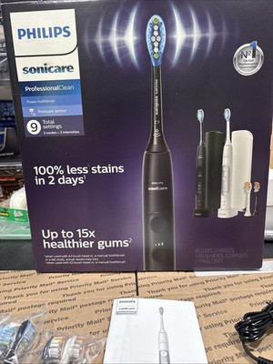 Philips Sonicare ProfessionalClean Electric Toothbrush HX7513/70 Black White New