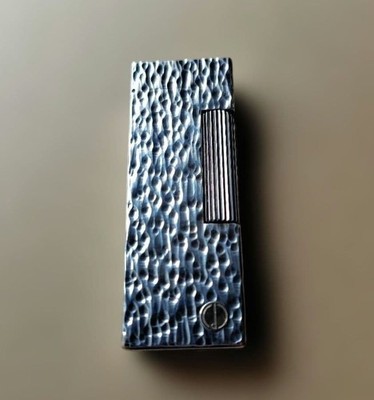 Dunhill Rollagas Silver Bark Pattern Lighter Spark Tested Swiss Made VintageRare