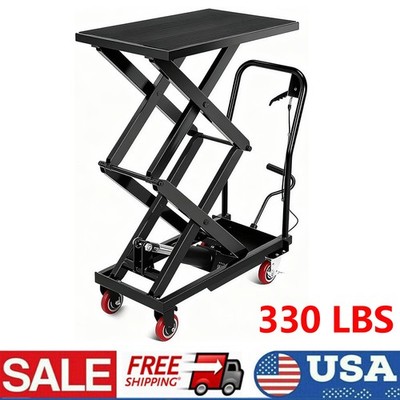 330Lbs Hydraulic Lift Table Cart Capacity 50'' Lifting Double Scissor Lift Table