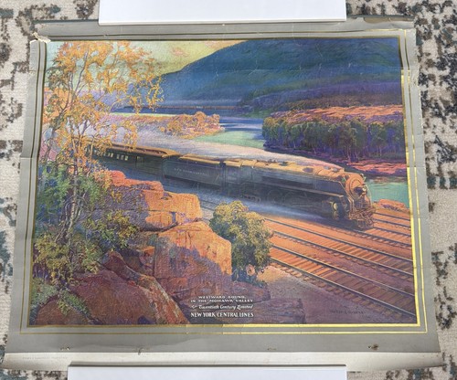 1928 NYC RAILROAD PRINT WALTER L GREENE WESTWARD BOUND IN THE MOHAWK VALLEY