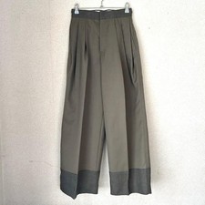 Yamamoto Japanese Designer Olive Green Wide Pants Front Pleats Cuthem Size M Us
