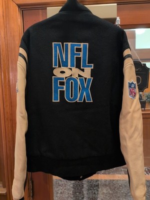 Fox Sports Vintage 90s Wool Leather Jacket NFL On Fox Exclusive, Size L
