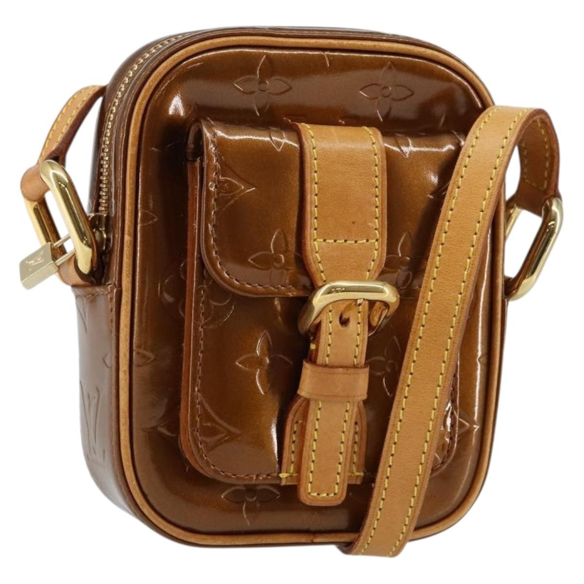 Borsa a tracolla Louis Vuitton Monogram Vernis Christie PM bronzo M91111 Auth 145131