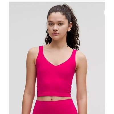 Lululemon Align Tank Top Coral Pink V-Neck Built-in Bra Yoga Crop Size 4