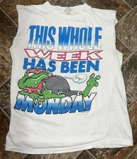 VTG Sun Sportswear Single Stitch Tee Shirt Funny Graphic Print Tired Frog