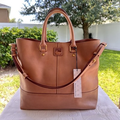 Dooney & Bourke Florentine Leather Chelsea Shopper Mushroom Taupe/Pink 8L236 MS