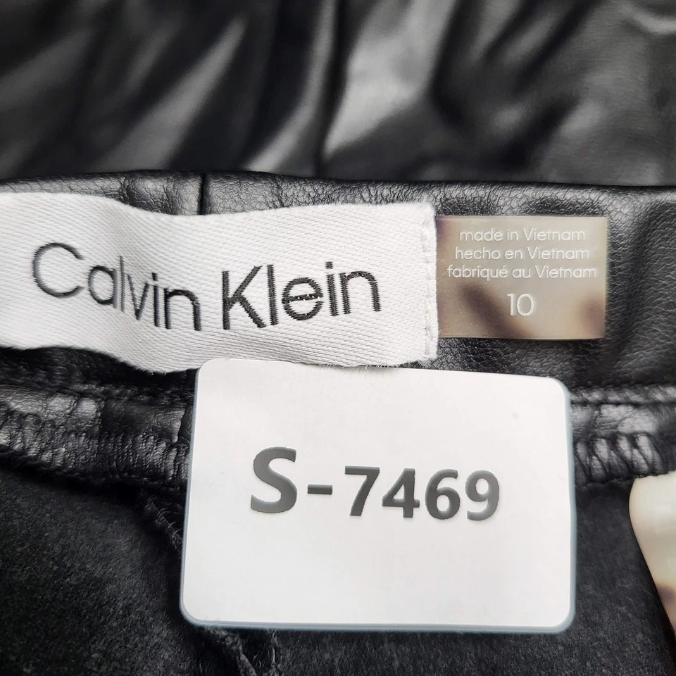 Pantalones de mujer Calvin Klein 10 negros imitación cuero pull on 29" entrepierna Foto 2 de 4