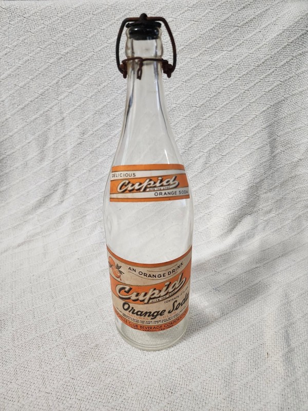 Rare Vintage Cupid Orange Soda 12oz Bottle w/ Swing Top Stopper Mt. Vernon, NY