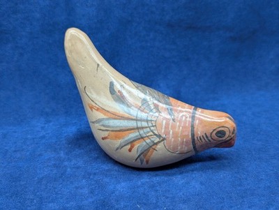 Tonala Pottery Hand Painted Bird Quail Chicken Figurine Vintage Mexican Folk Art