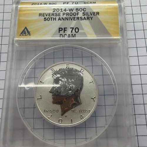 2014-W Reverse Proof Kennedy Half Silver Dollar 50C ANACS PF70 DCAM