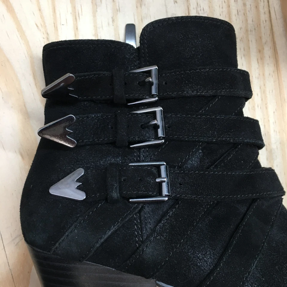 Enzo Angiolini Botas Mujer 6.5M Botín Negro Cremallera Lateral Hebilla Tacones Bloque Foto 3 de 4