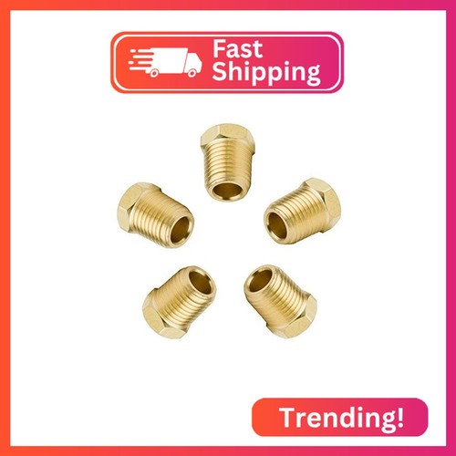VisHomeYard Vis Brass Pipe Fitting, Solid Hex Head Plug, 3/8 Inch Inch NPT Male,