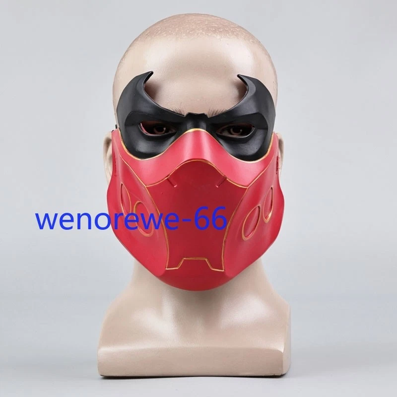 Soft PVC Red Hood Mask Half Face Robin Batman Mask Halloween Cosplay Prop Gifts - Image 2 of 4