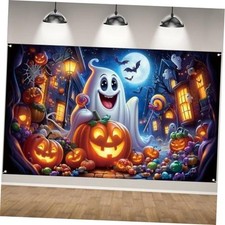 Halloween Backdrop,Ghost Pumpkin Decorations for Home Decor