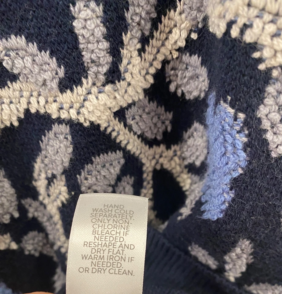 J.Jill Embroidered Flowering Vine Sweater Navy Pullover Cotton Blend Size XL - Image 4 of 4