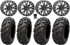 System 3 SB-4 Black (4+3) 14" Wheels 28" Blackwater Tires Kawasaki Mule Pro FXT