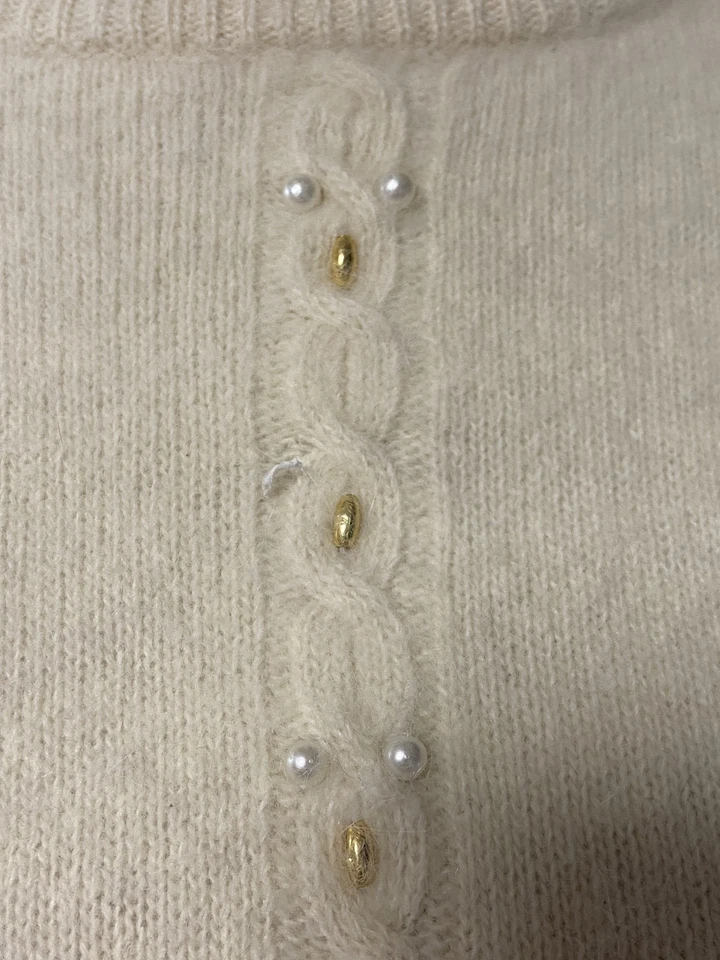Suéter Vintage Marisa Christina Mujer Grande Lana Cuentas Perla Dorado Adornado Foto 3 de 4