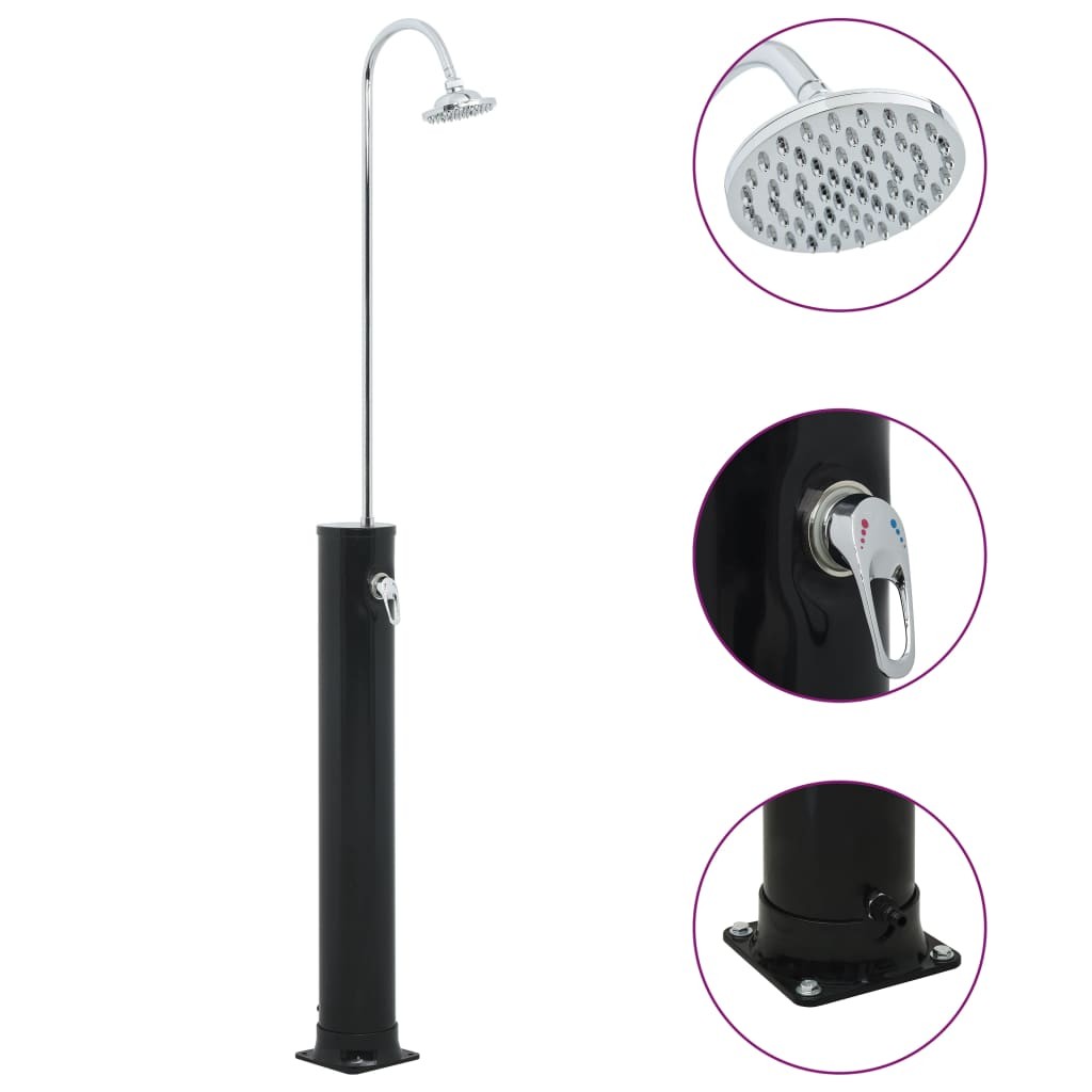Ducha Solar Negro 214 cm 20 L Divisible Piscina Camping Secundarias vidaXL