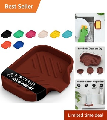 Durable Silicone Sponge Holder with Elevated Ridges for Kitchen or Bathroom