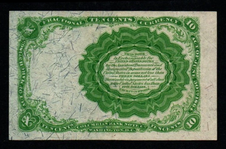 FIFTH Issue 10c BEAUTIFUL UNC Green Seal William M Meredith Fractional Currency! - Image 2 of 2