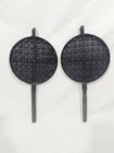 Vintage Wagner #8 Cast Iron Waffle Iron PADDLES ONLY Sidney O Pat 1910 Wood