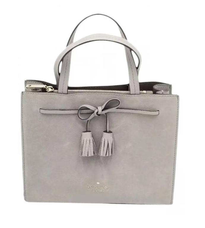 Kate Spade Gray Hayes Suede Tote with Bow and Tassel Detail | eBay