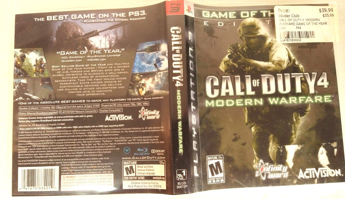  Call of Duty: Modern Warfare 3 - Playstation 3 : Activision  Inc: Video Games