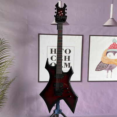 #ad #ad Warlock Extreme Electric Guitar Black Body 6 String FR Bridge Black Parts 2EMG $325.21